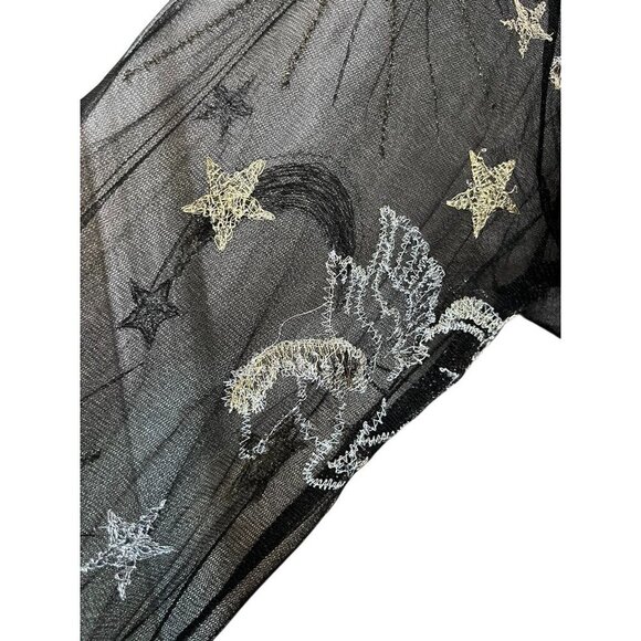 Bloomchic Dress 26 Black Midi Mesh Unicorn Stars Celestial Whimsigoth 90s Fairy - Picture 5 of 13